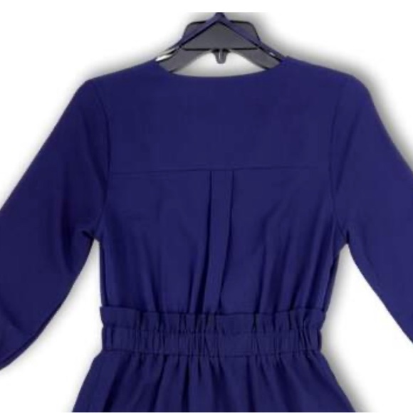 Monteau Los Angeles Women’s Blue V-Neck Long Sleeve Knee Length Dress Size Large - Picture 6 of 10